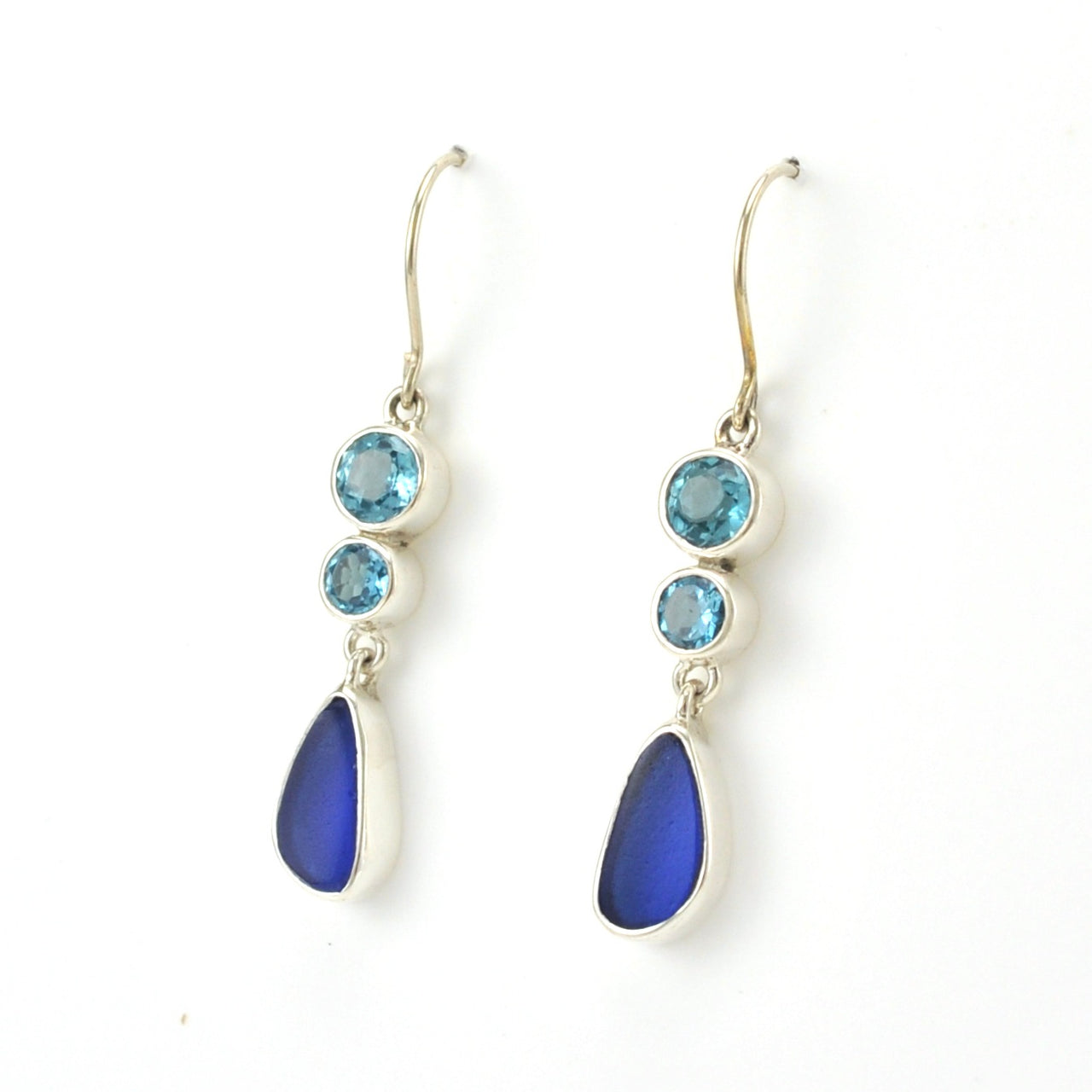 Sterling Silver Blue Topaz Sea Glass Earrings