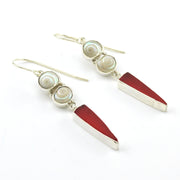Sterling Silver Malabar Shell Red Sea Glass Earrings