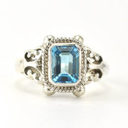 Sterling Silver Blue Topaz 6x8mm Ring