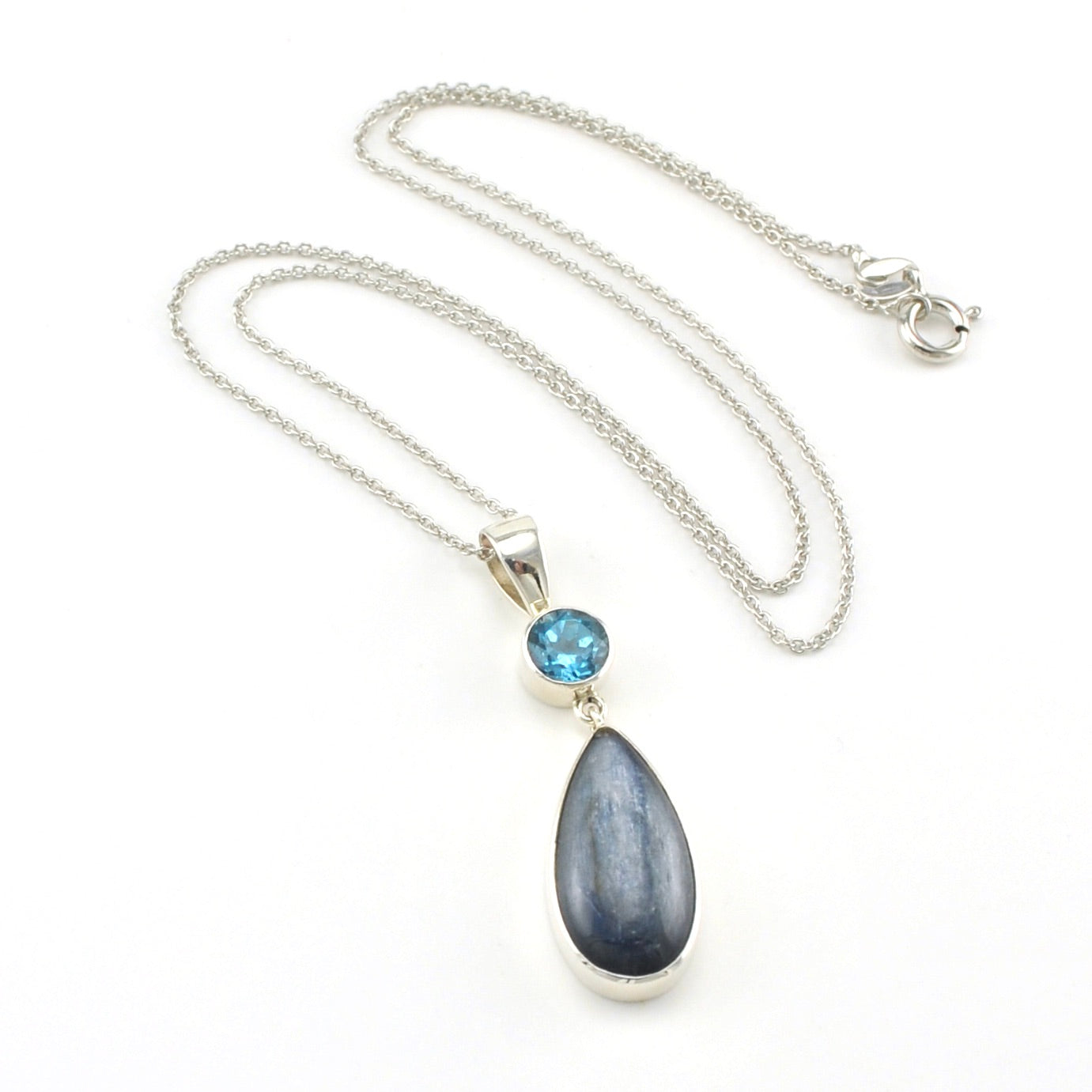 Sterling Silver Blue Topaz Kyanite Necklace