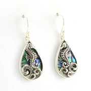 Alt View Sterling Silver Abalone Tear Seahorse Earrings