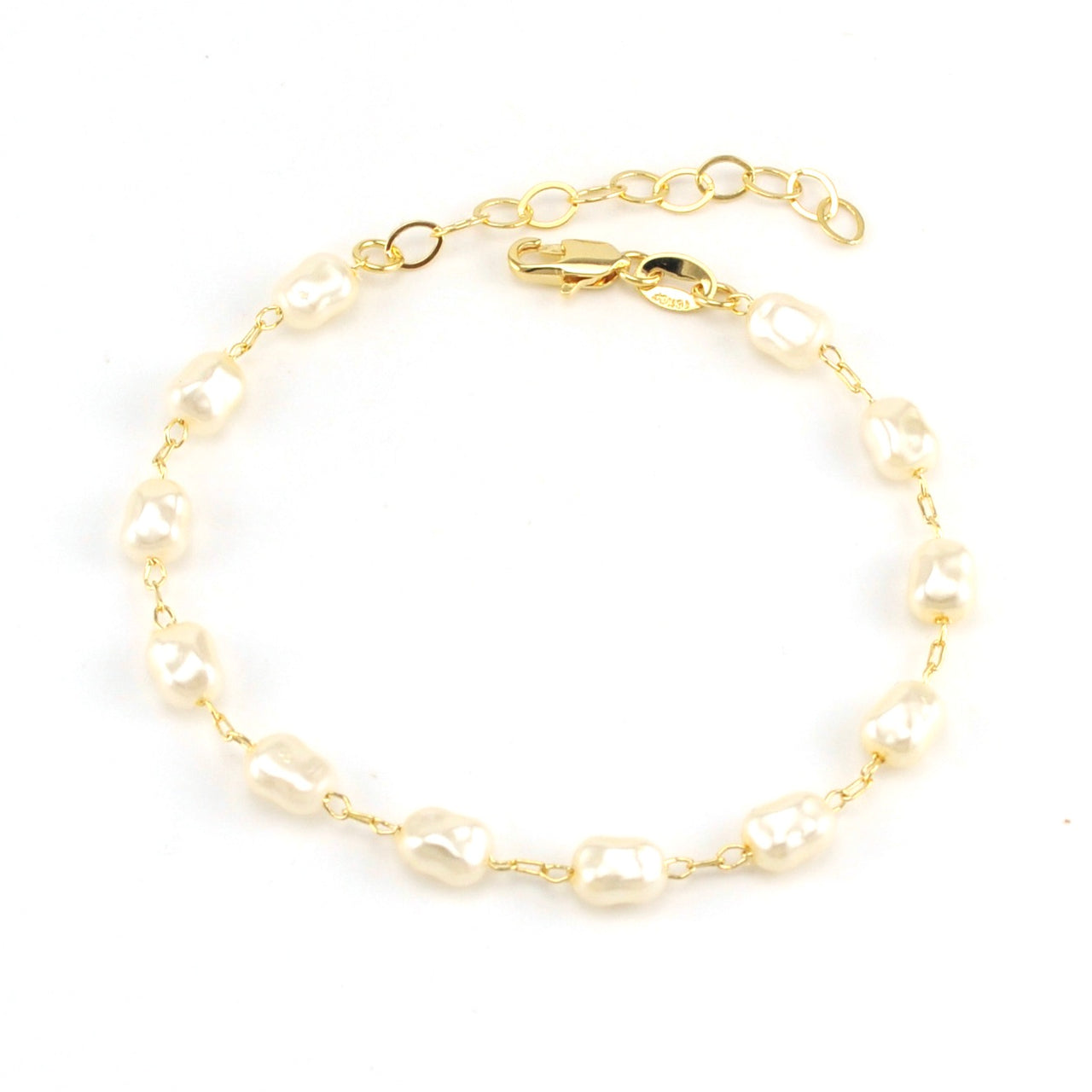 18k Gold Fill Baroque Pearl Bracelet
