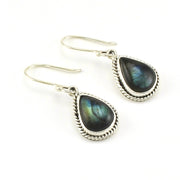Sterling Silver Labradorite Tear Dangle Earrings