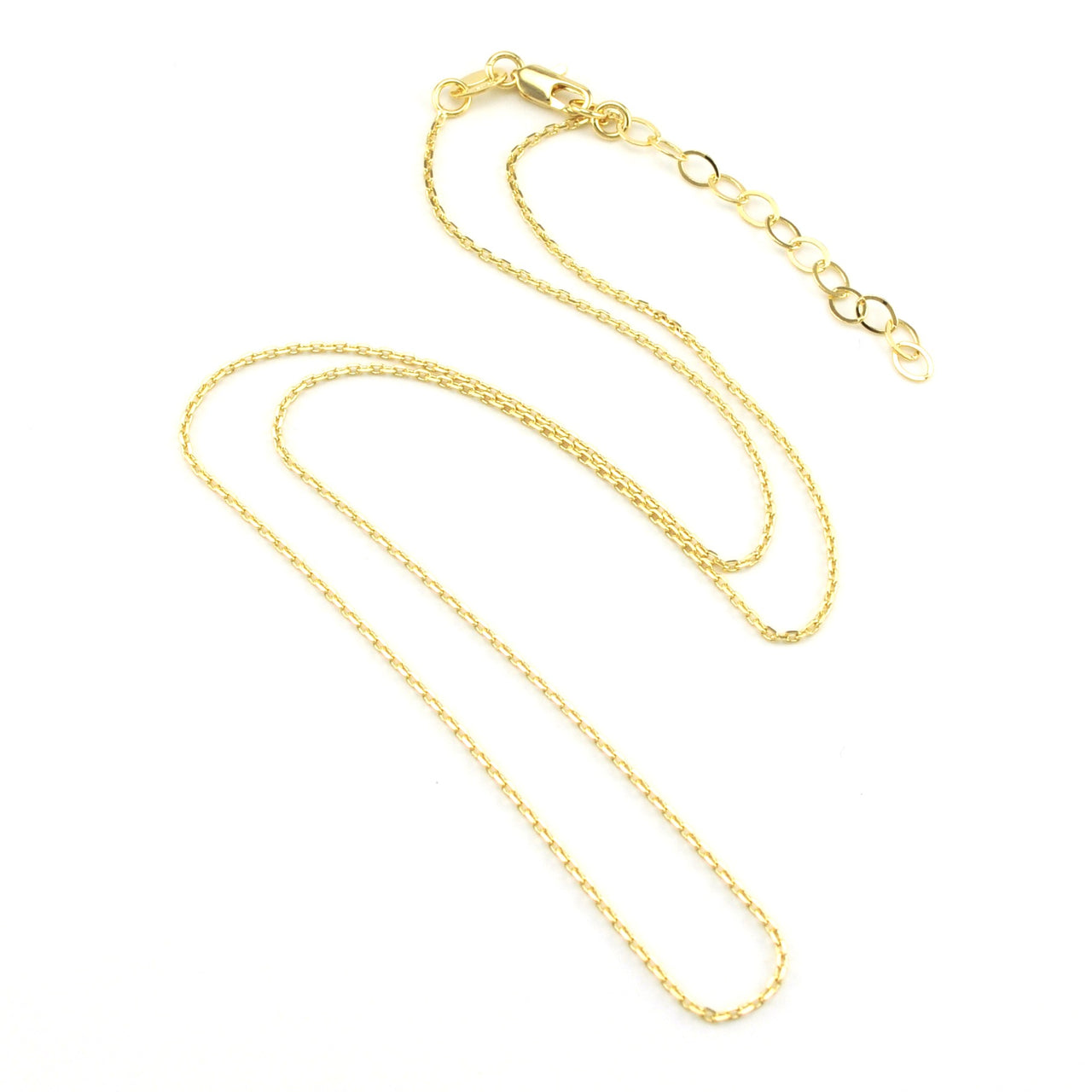 18k Gold Fill 18 Inch Diamond Cut Cable .9mm Chain with Extender