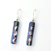 Side View Glass Cherry Blossoms Medium Bar Earrings
