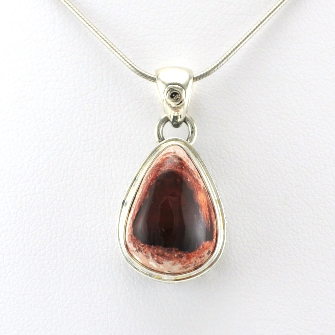 Alt View Sterling Silver Mexican Fire Opal 12x16mm Tear Bali Pendant