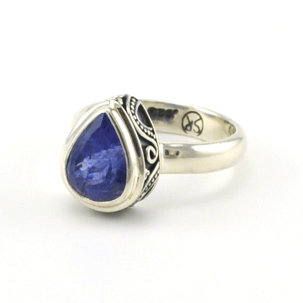 Sterling Silver Tanzanite 8x10mm Tear Ring