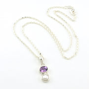 Sterling Silver Amethyst Pearl Necklace