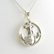 Alt View Sterling Silver Mother of Pearl Anchor Necklace