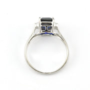 Side View Sterling Silver Created Sapphire 2.8ct Rectangle CZ Ring