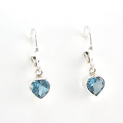 Alternate View Silver Blue Topaz 7mm Heart Dangle Earrings