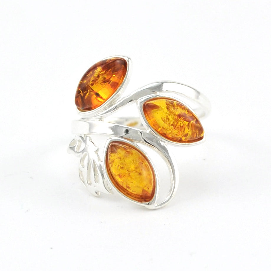 Baltic Amber Ring Leaf Design Size 7 Baltic Amber Ring Leaf Design Size 7