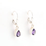 Additional View Silver Amethyst 5x7mm Tear Dangle Earrings