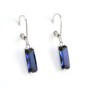 Additional View Silver Created Sapphire 4.5ct Rectangle Dangle Earrings