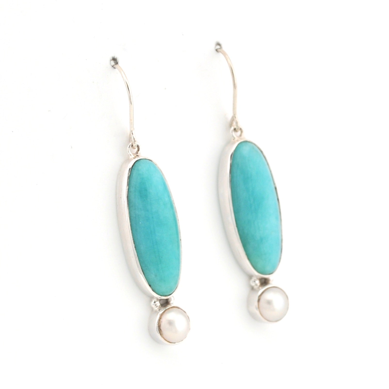 Alternate View Amazonite with Pearl Earrings