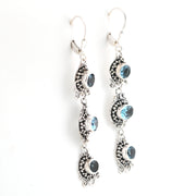 Alternate View  Blue Topaz 3 Stone Bali Dangle Earrings