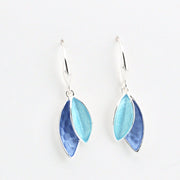 Alternate View Blue Turquoise Two Tone Leaf Earrings