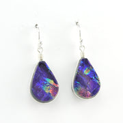 Alternate View Dichroic Glass Purple Rainbow Lotus Dangle Earrings