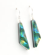 Pair of colorful earrings on a white background