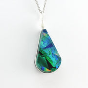 Alternate View Dichroic Glass Rainbow Green Teardrop Pendant