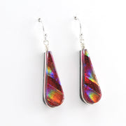 Alternate View Dichroic Glass Rainbow Red Tear Earrings