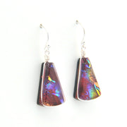 Multicolored teardrop earrings on a white background