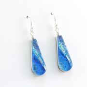 Alternate View Dichroic Glass Sea Blue Teardrop Dangle Earrings