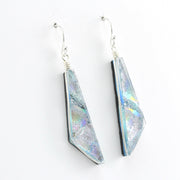 Alternate View Dichroic Glass Silver Comet Dangle Earrings