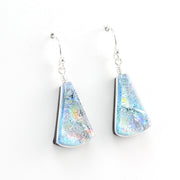 Alternate View Dichroic Glass Silver Fan Dangle Earrings