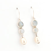 Alternate View Druzy Moonstone Pearl Dangle Earrings