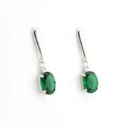 Alternate View Emerald 2.6ct Oval CZ Dangle Earrings