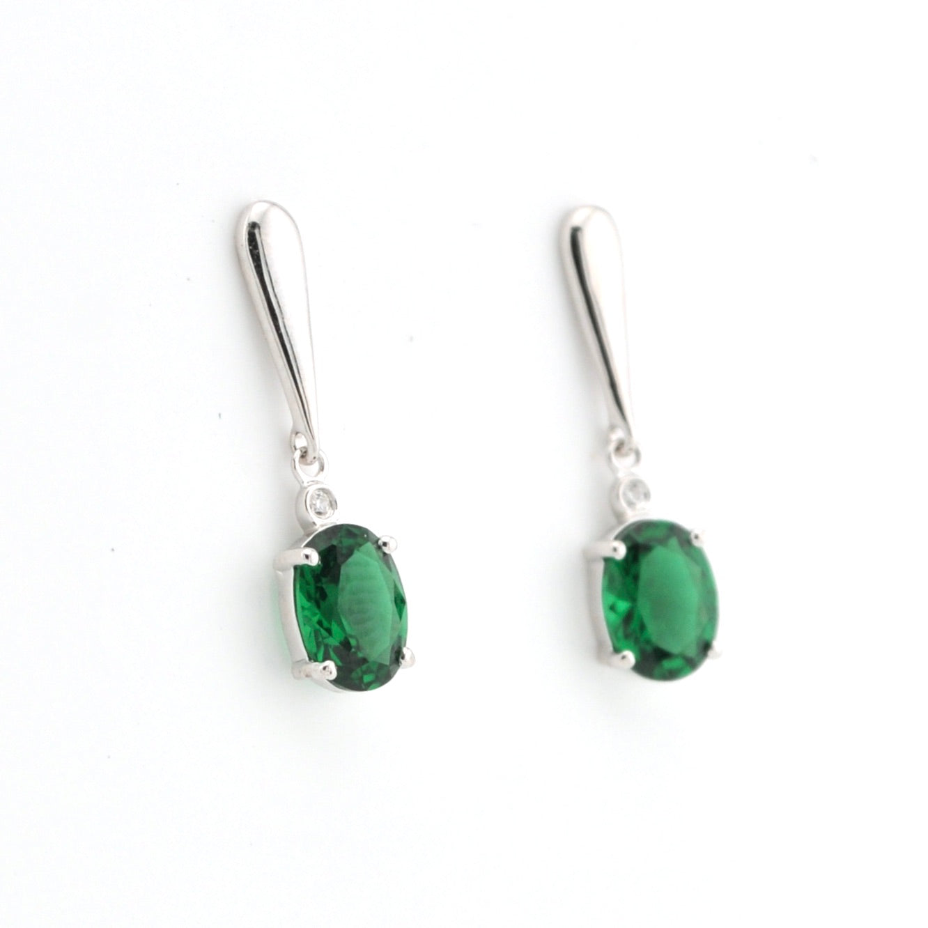Alternate View Emerald 2.6ct Oval CZ Dangle Earrings
