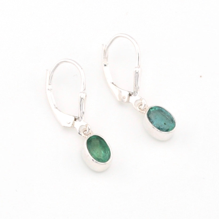 Alternate View Emerald 4x6mm Oval Dangle Earrings