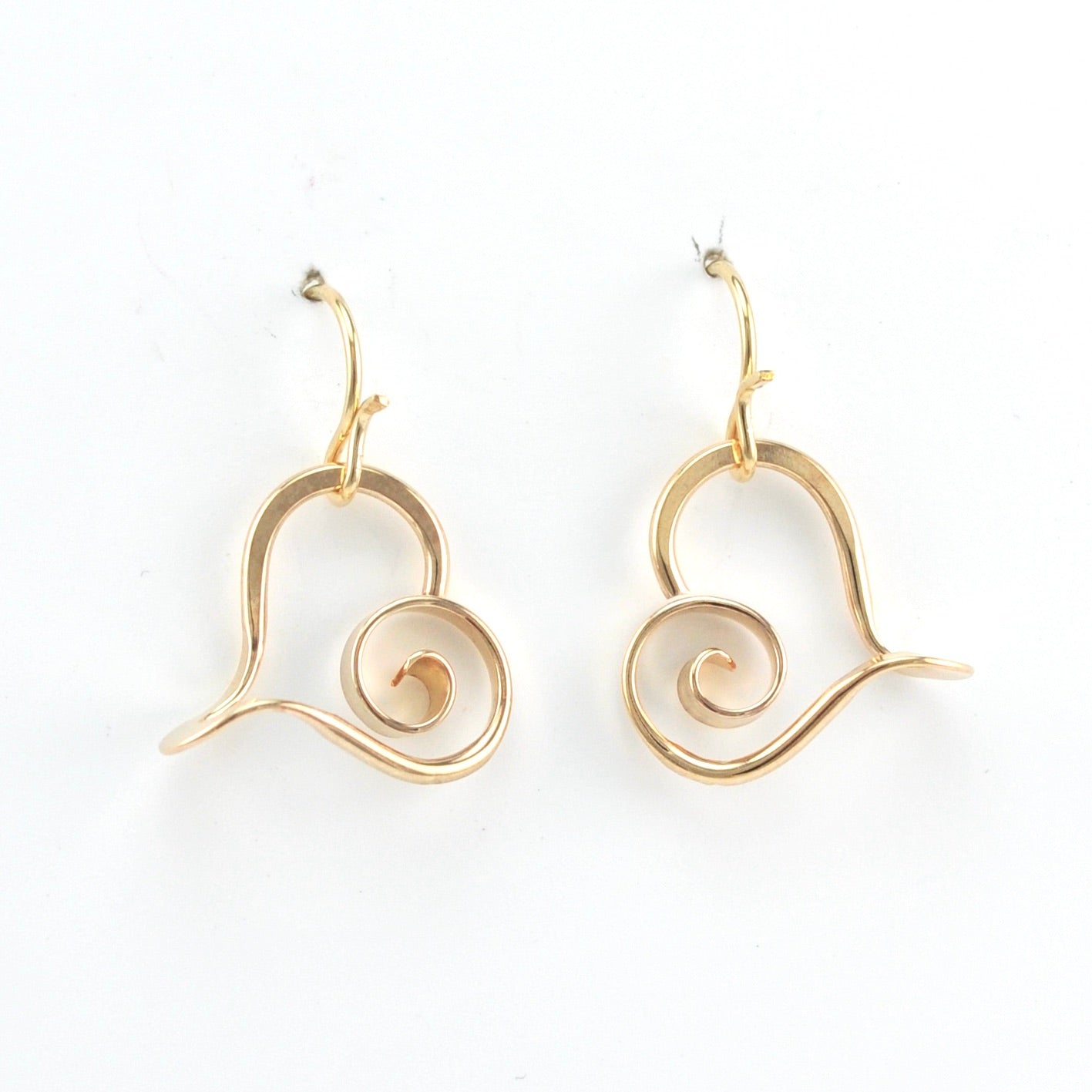 Alternate View Gold Fill Heart Dangle Earrings