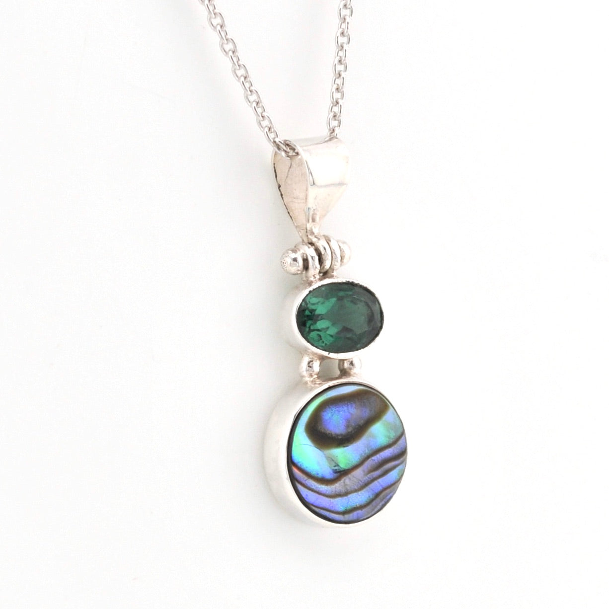 Alternate View Green Quartz Abalone Necklace
