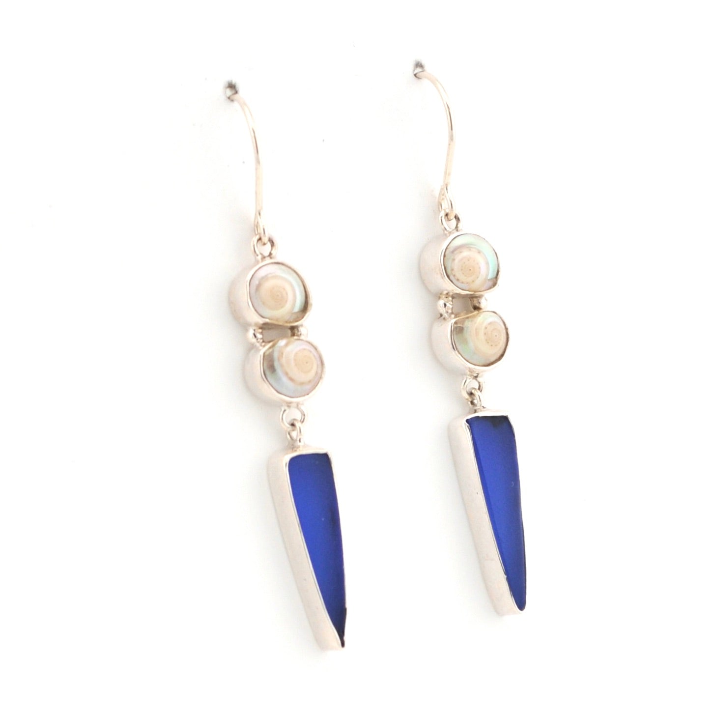 Alternate View Malabar Shell Blue Sea Glass Earrings