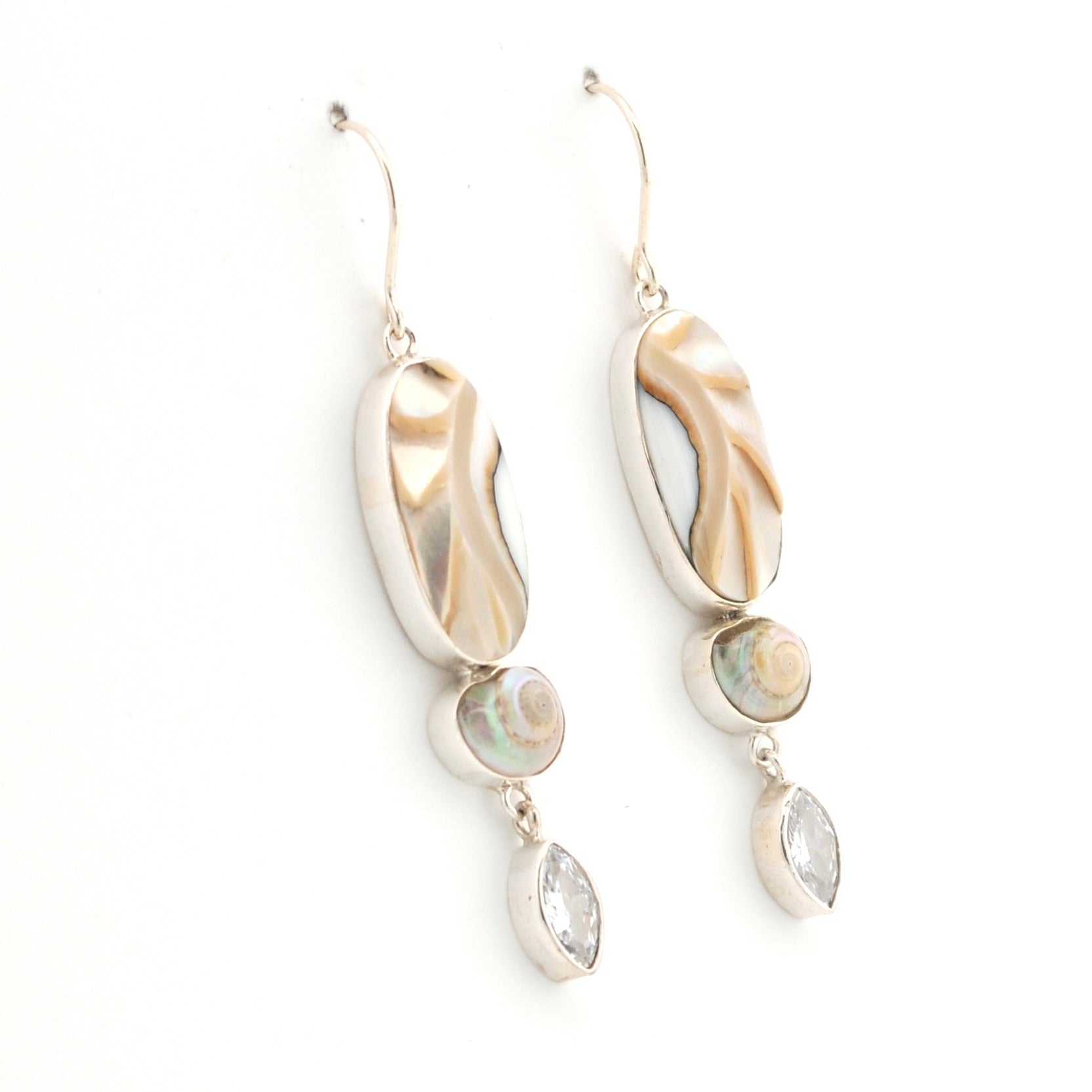 Alternate View Nautilus Shell White Topaz Earrings
