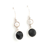 Alternate View Pearl Black Onyx Round Dangle Earrings
