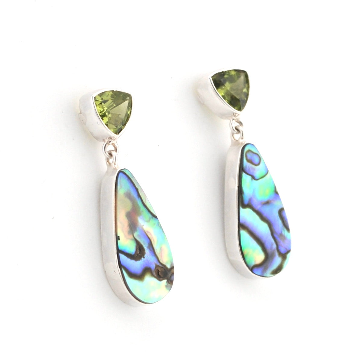 Alternate View Peridot Abalone Post Drop Earrings