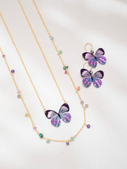 Alternate View Radiant Purple Blooming Butterfly Necklace