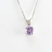Alternate View Silver Amethyst 6mm Round Necklace