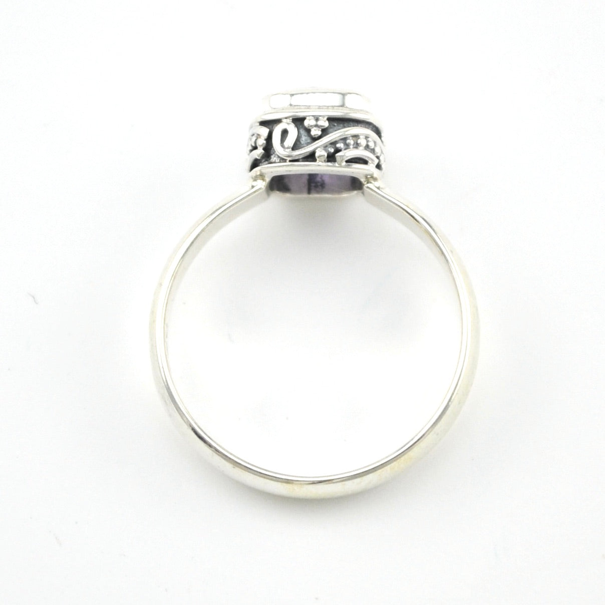 Alternate View Silver Amethyst 6mm Square Bali Ring