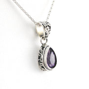 Alternate View Silver Amethyst 6x9mm Tear Bali Necklace