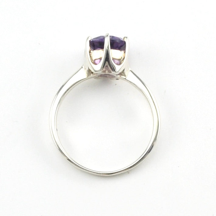 Alternate View Silver Amethyst 8mm Round Prong Set Ring