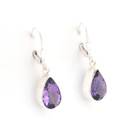 Alternate View Silver Amethyst 8x12mm Tear Dangle Earrings 15506