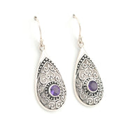 Alternate View Silver Amethyst Tear Bali Earrings 15644