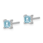 Alternate View Silver Aquamarine 4mm Princess Post Earrings