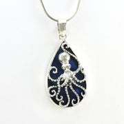 Alternate View Silver Blue Abalone Tear Octopus Pendant