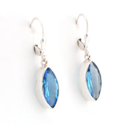 Alternate View Silver Blue Topaz 7x15mm Marquise Dangle Earrings