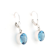 Alternate View Silver Blue Topaz 8x10mm Oval Dangle Earrings